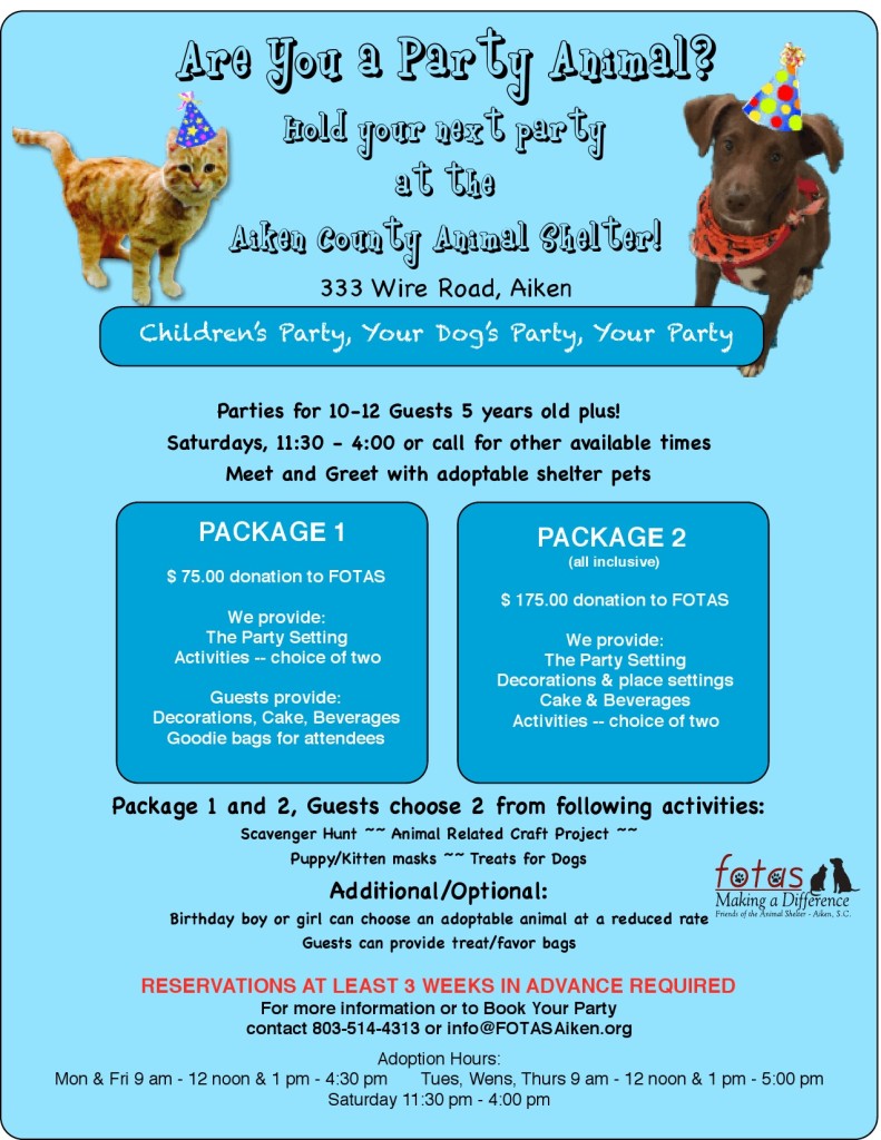 Children’s Birthday Parties – Friends of the Animal Shelter | Aiken, SC